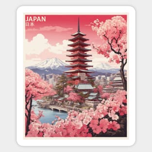 Japan Mt. Fuji Cherry Blossom Vintage Tourism Travel Poster Sticker